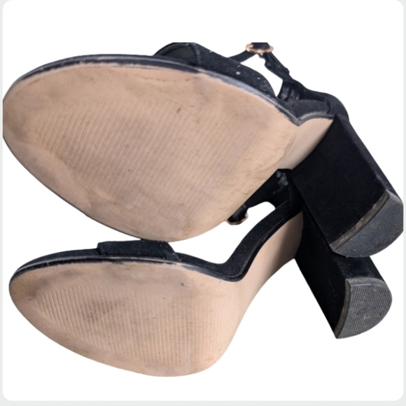 Michael By Michael Shannon Sammey Black Suede Block Heel Sandals Size 7 - Picture 12 of 13